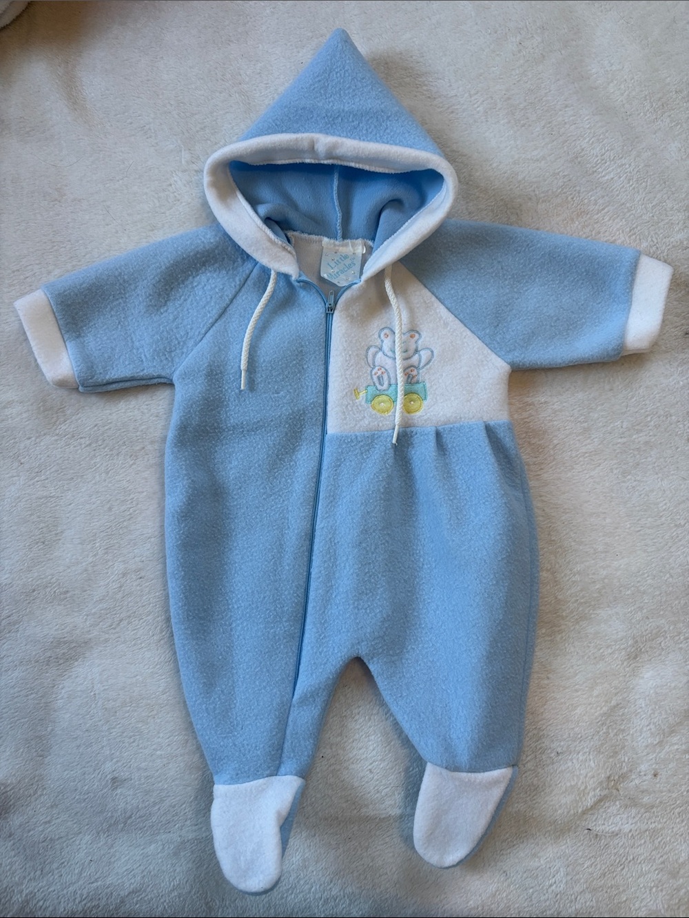 Blue Hooded Fleece One-Piece